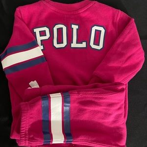 Polo, Pink and blue jogger set.